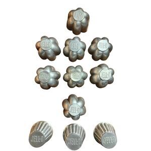 Vintage Jell-o molds aluminum two styles in a lot of 9 fluted jello VTG 1940s